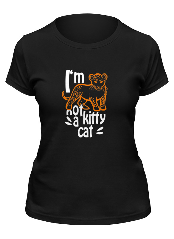 

Футболка женская Printio Not a kitty cat черная L, Черный, Not a kitty cat