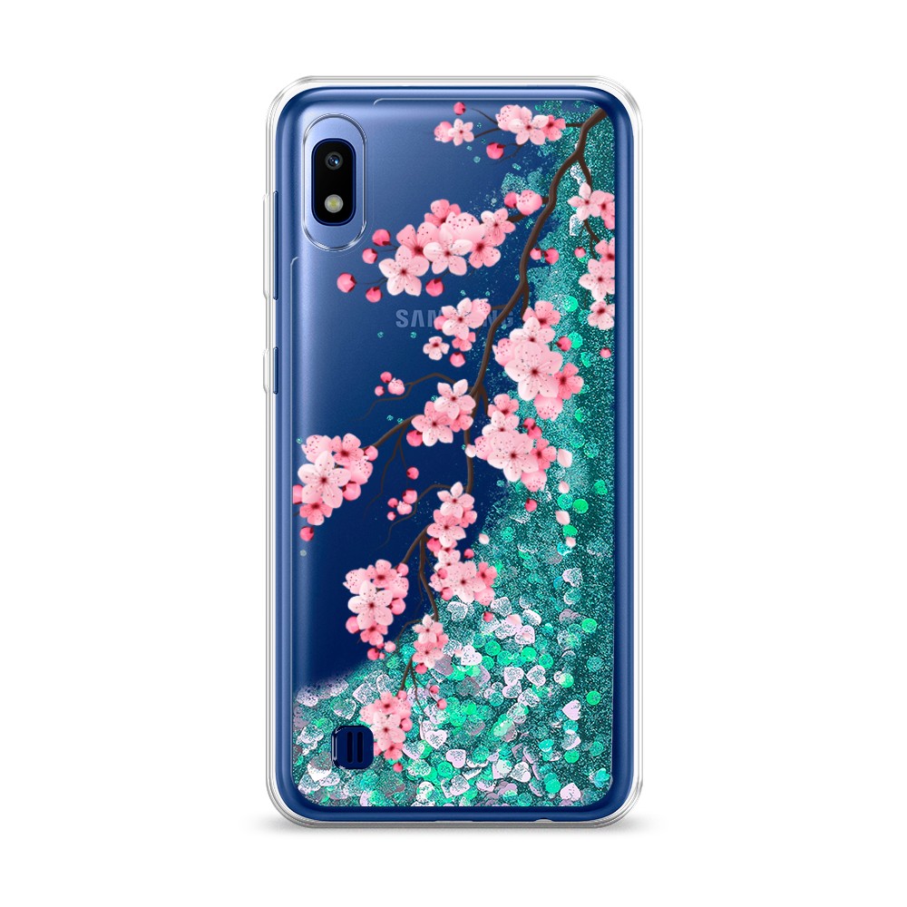 

Жидкий чехол с блестками "Розовая сакура" на Samsung Galaxy A10