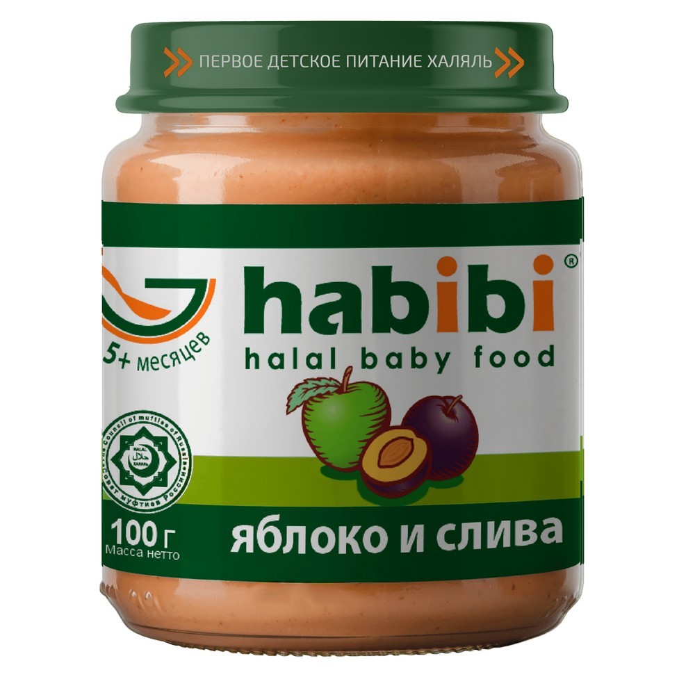 фото Пюре фруктовое habibi яблоко и слива с 5 мес. 100 г, 1 шт.