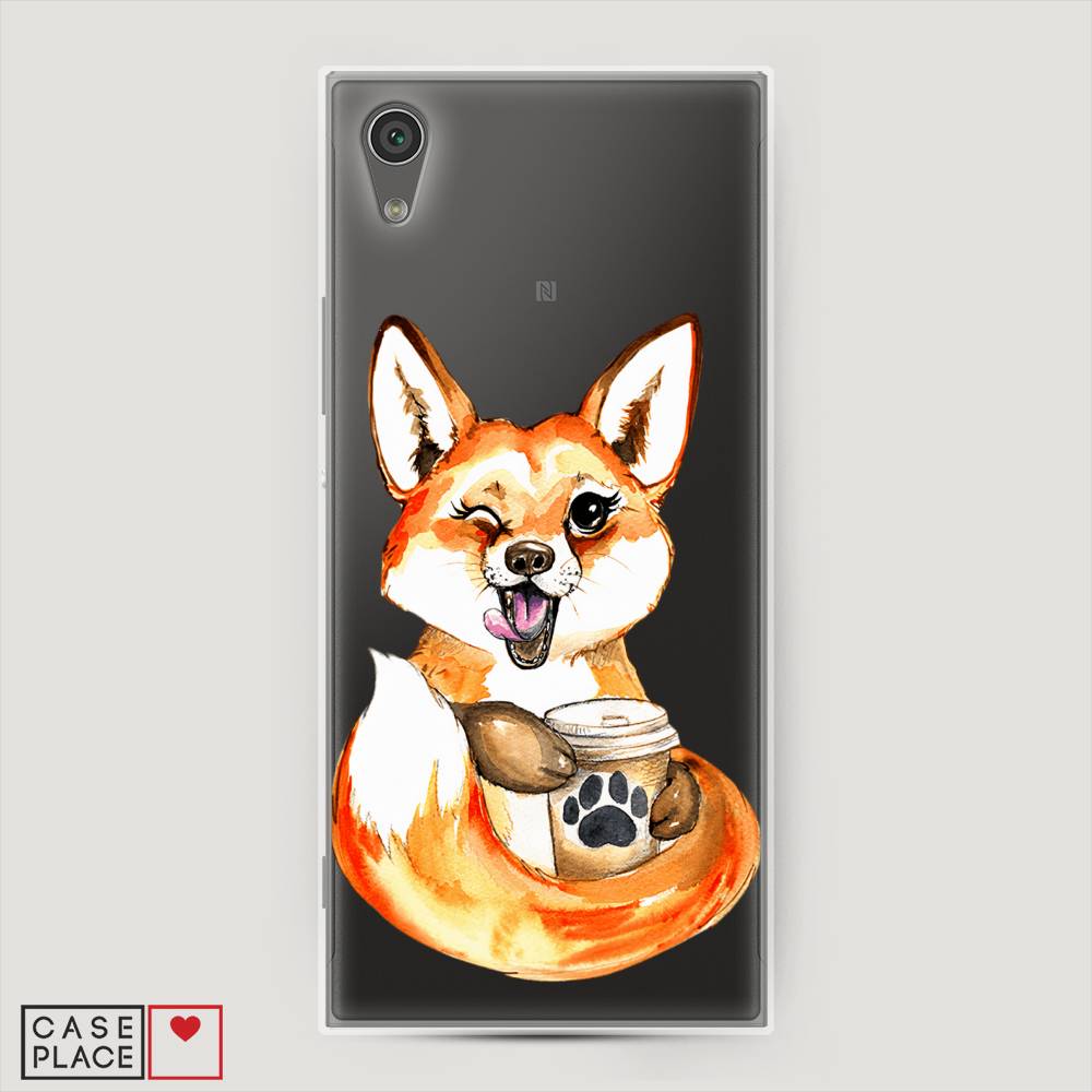 

Чехол на Sony Xperia L1 "Подмигивающая лиса с кофе", Оранжевый;белый;коричневый, 52550-4