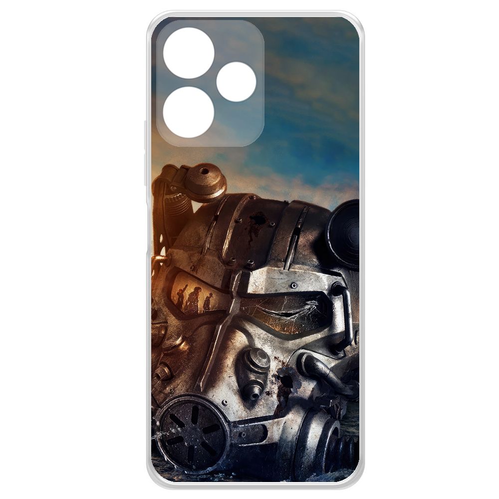 

Чехол-накладка Krutoff Clear Case Фоллаут (Fallout) - Шлем Т-60 для Xiaomi Poco M6 Pro 5G, Прозрачный