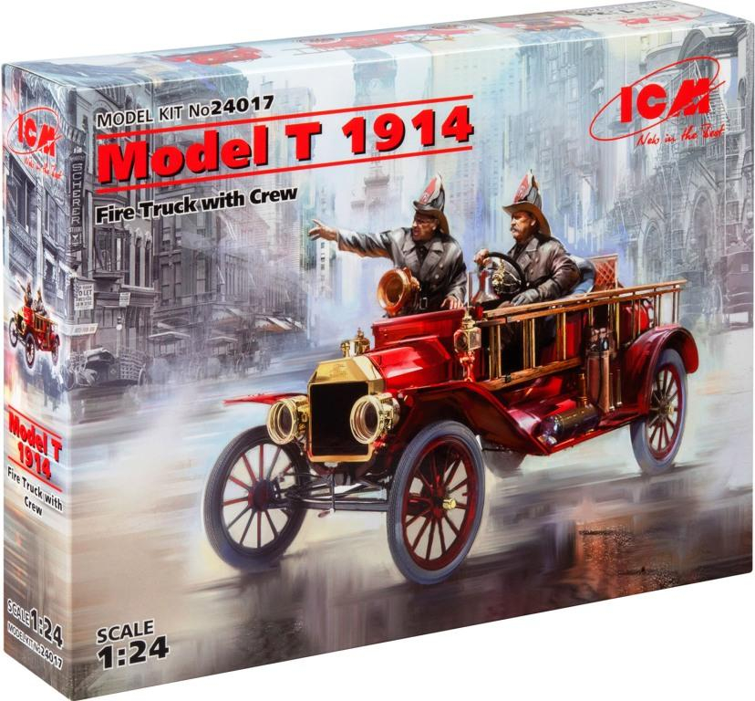 

Сборная модель ICM Американский пожарный автомобиль Ford Model T 1914 с экипажем