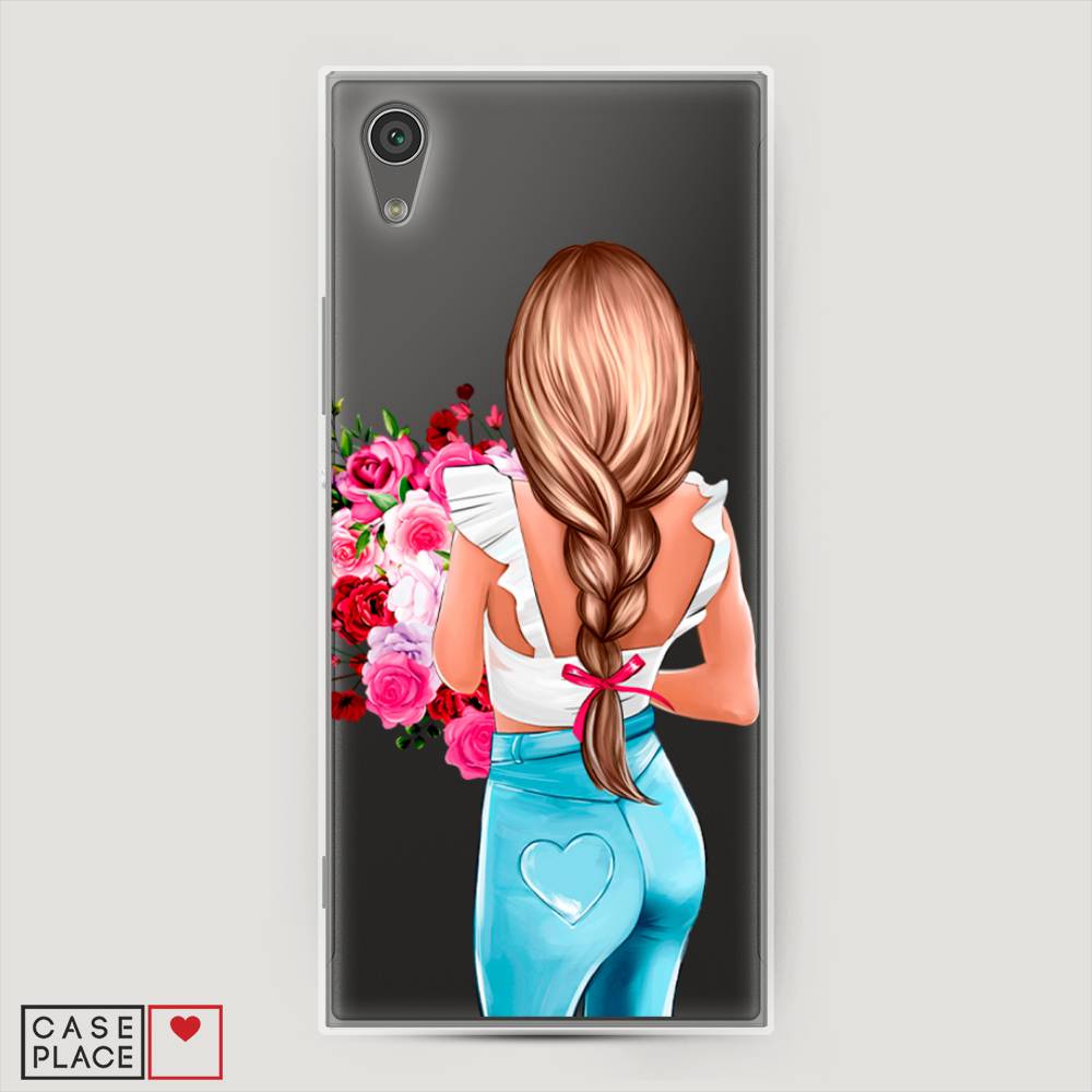 

Чехол на Sony Xperia L1 "Девушка с цветами", Коричневый;розовый;голубой, 52550-6
