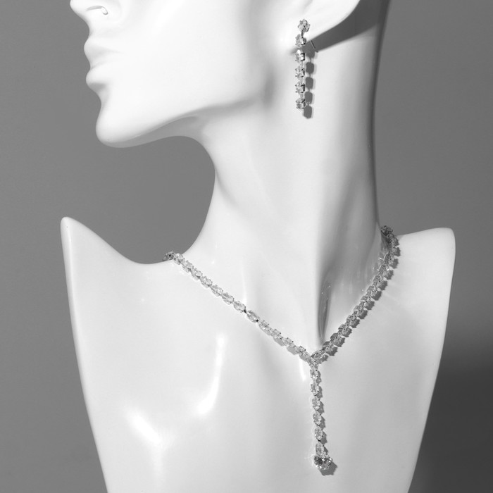 

Колье+серьги из бижутерного сплава 40 см Queen fair 9690670, фианит, 9690670