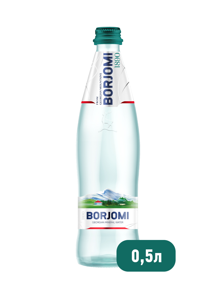 Вода минеральная газированная Borjomi 0,5 л стеклянная бутылка