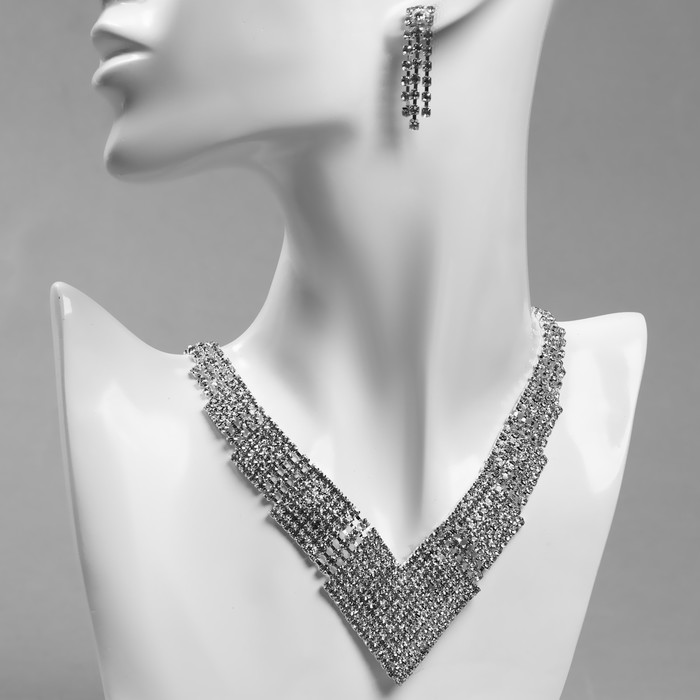 

Колье+серьги из бижутерного сплава 40 см Queen fair 9690864, стразы, 9690864