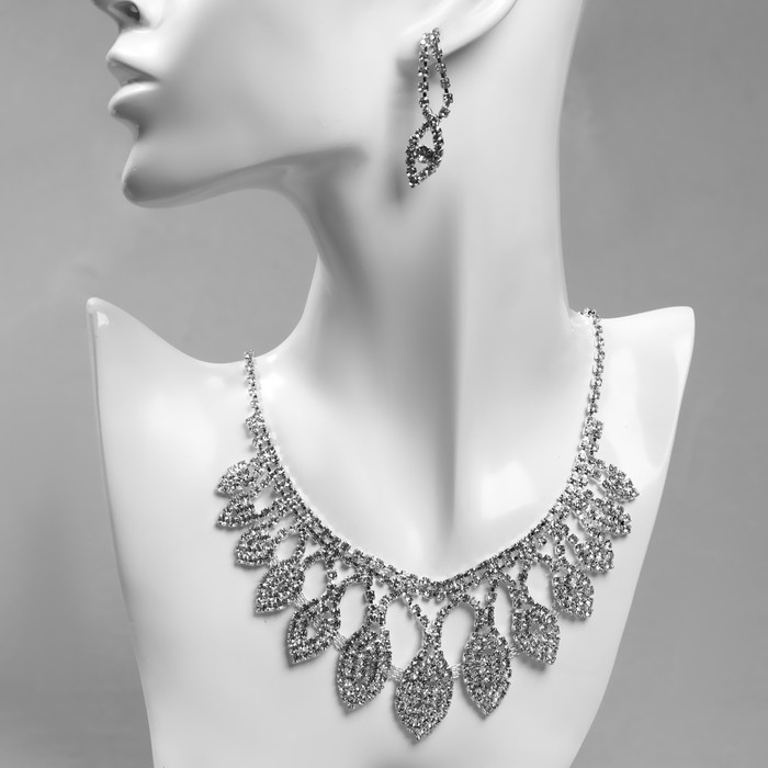 

Колье+серьги из бижутерного сплава 40 см Queen fair 9690866, стразы, 9690866
