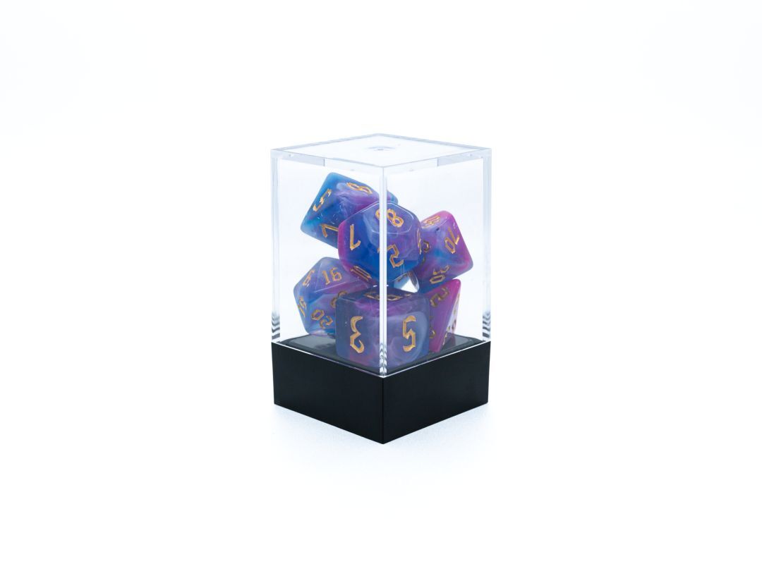Набор кубиков для D&D, Dungeons and Dragons, ДнД, Pathfinder многоцветные сине-фиолетовые