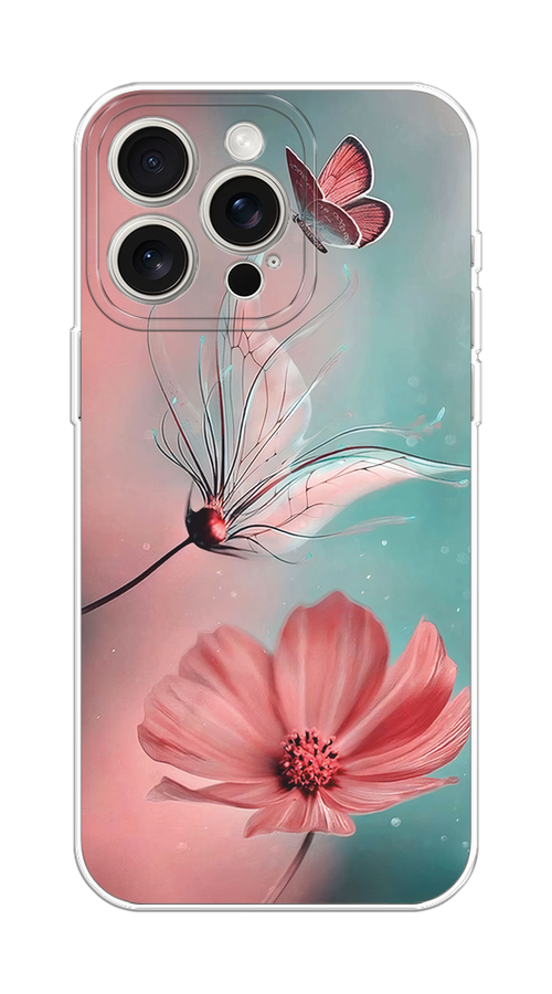 

Чехол Homey на Apple iPhone 15 Pro Max "Бабочка и цветок", Голубой;розовый, 15850-1