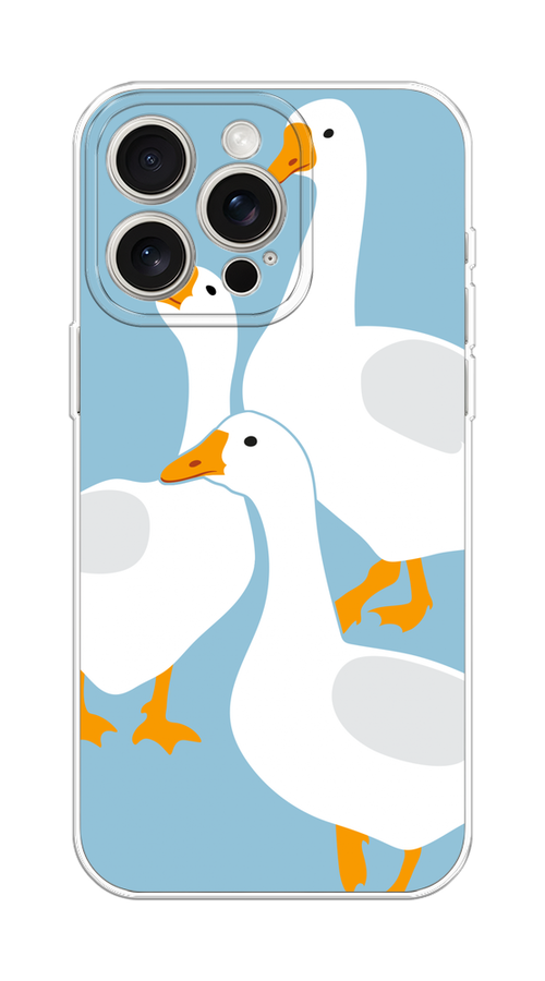 

Чехол Homey на Apple iPhone 15 Pro Max "Гусиное трио", Голубой;белый;серый;желтый, 15850-1