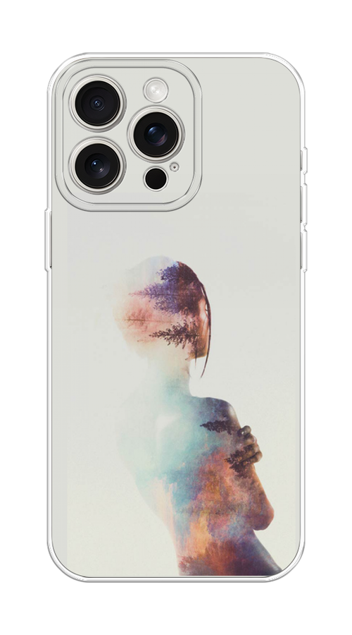 

Чехол Homey на Apple iPhone 15 Pro Max "Девушка-лес", Розовый;голубой;серый, 15850-1