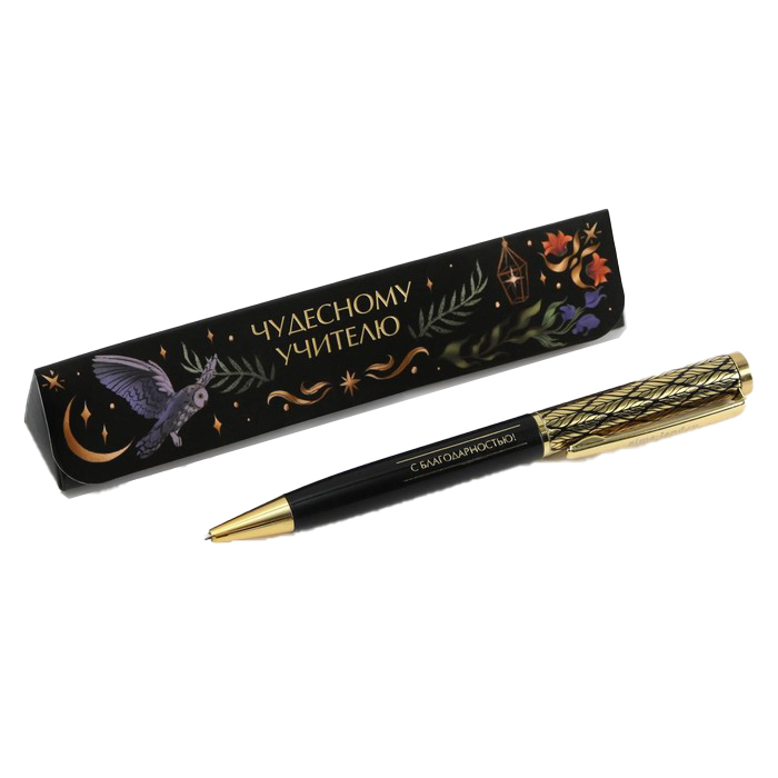 Шариковая ручка ArtFox в подарочном футляре Чудесному учителю металл синяя паста