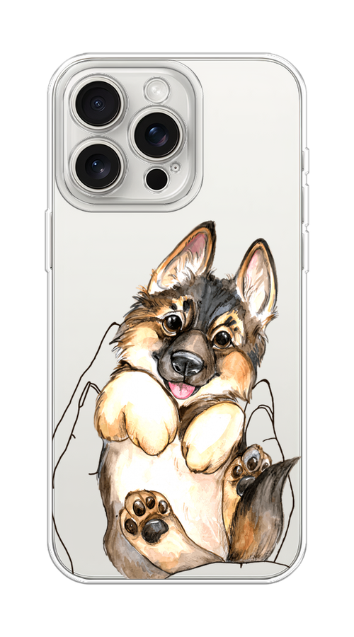 

Чехол Homey на Apple iPhone 15 Pro Max "Овчарка в ладошках", Серый;бежевый;белый, 15850-1