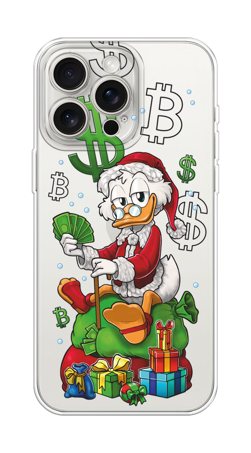 

Чехол Homey на Apple iPhone 15 Pro Max "Богатый санта Скрудж Макдак", Белый;красный;зеленый, 15850-1