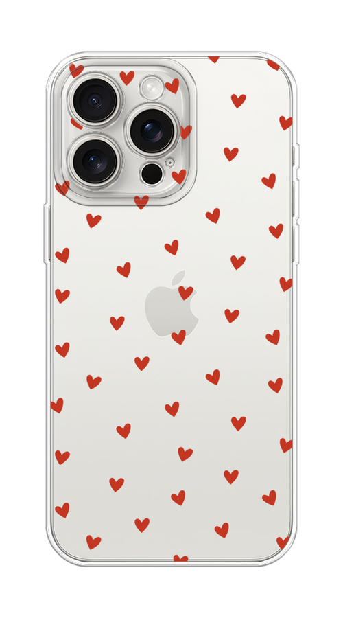 

Чехол Homey на Apple iPhone 15 Pro Max "Red hearts", Красный;прозрачный, 15850-1