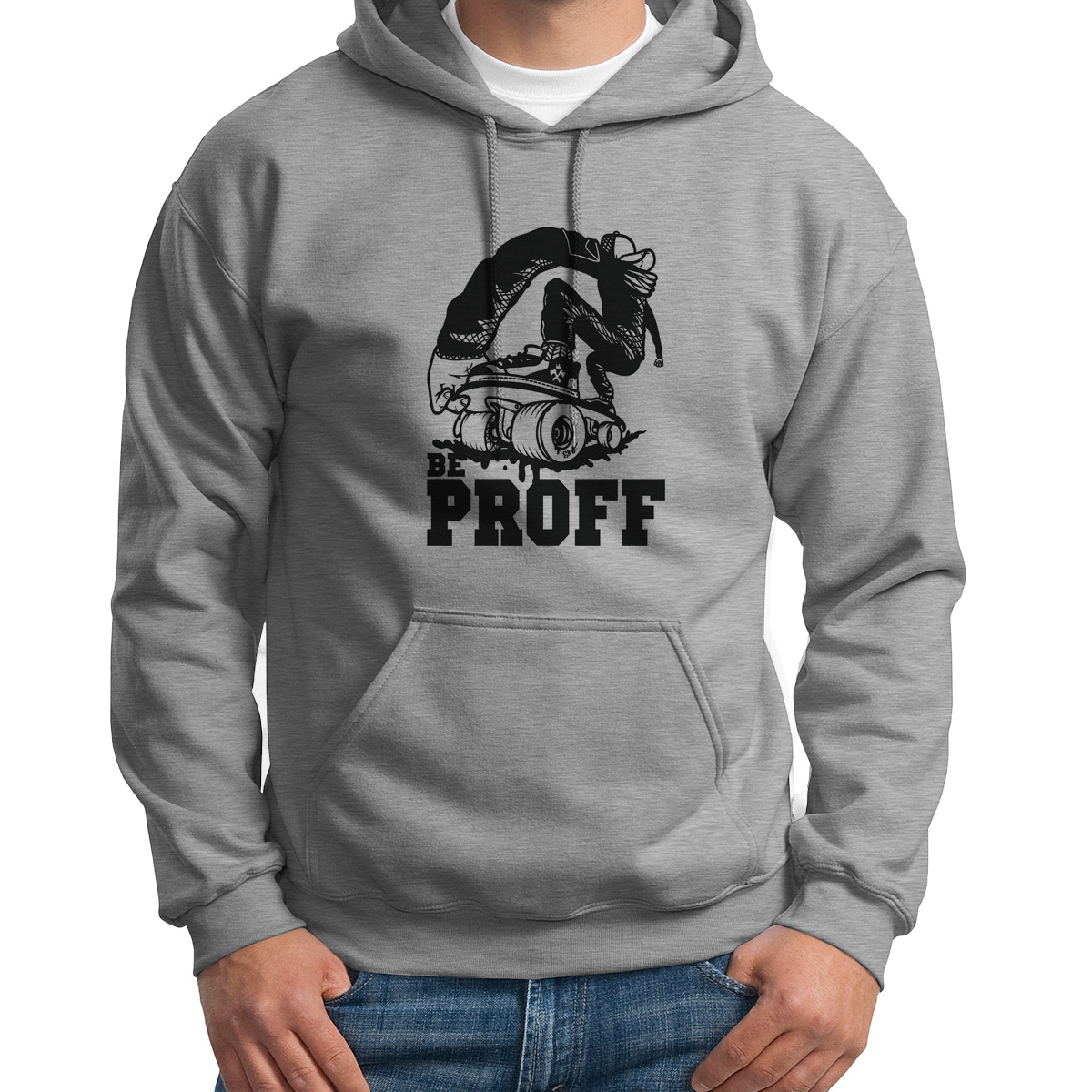 

Худи унисекс CoolPodarok Прикол Скейт Be Proff серое 42 RU, Серый, S0151565