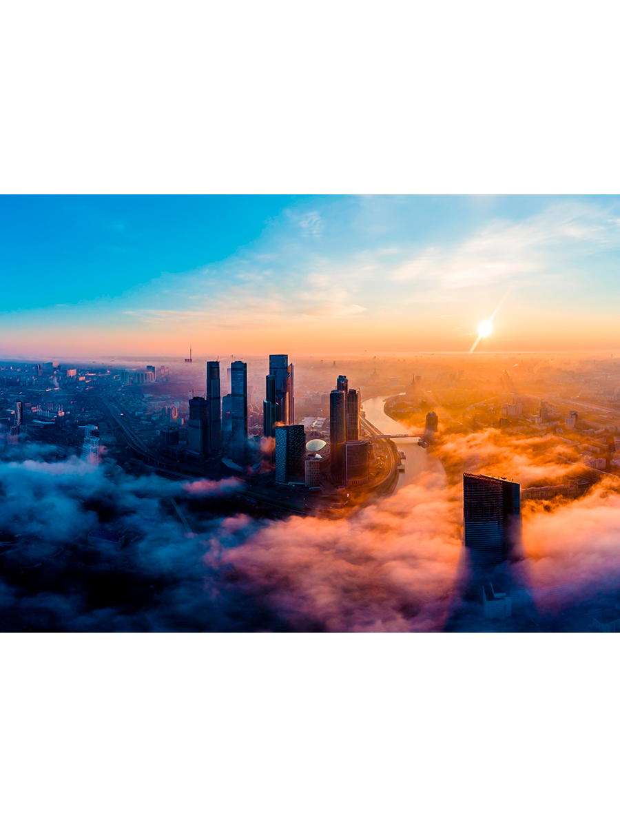 

Постер DRABS A3 Москва Москва-Сити рассвет туман Moscow City