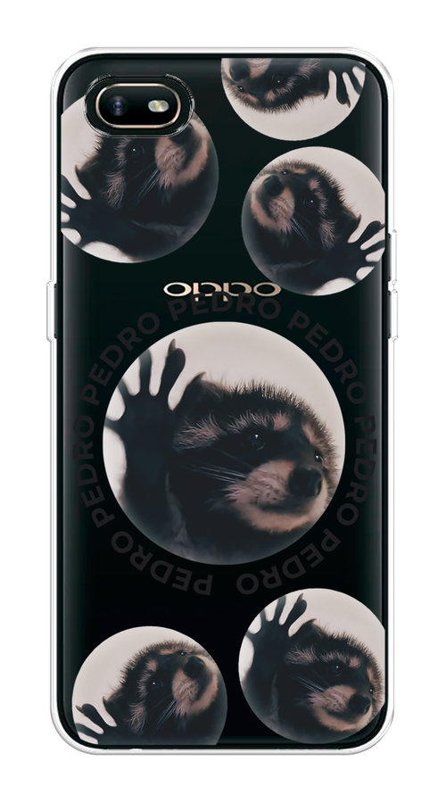 

Чехол на Oppo A1k "Pedro енот", Черный;бежевый;прозрачный, 252150-1