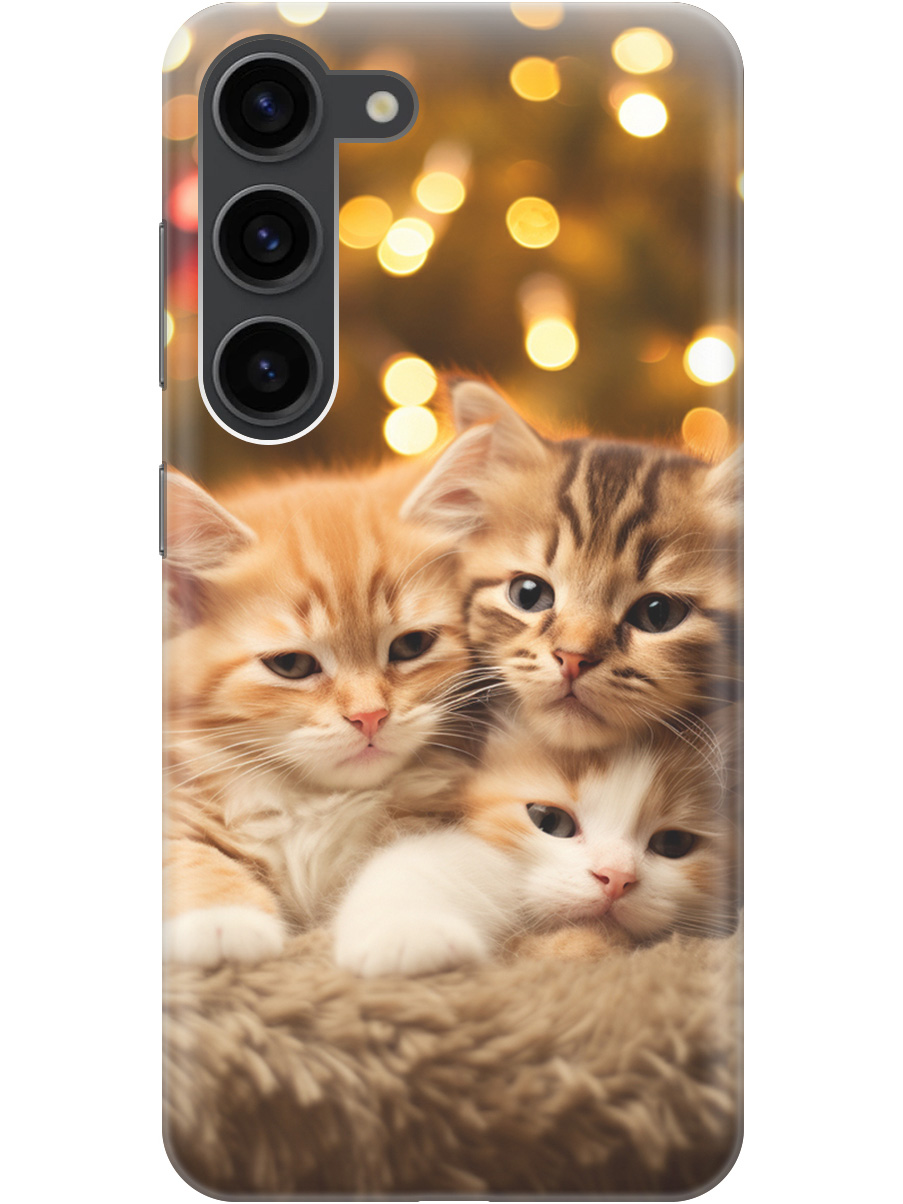 

Чехол на Samsung Galaxy S23 силиконовый с принтом "Новогодние котики", Бежевый;желтый, 20000883