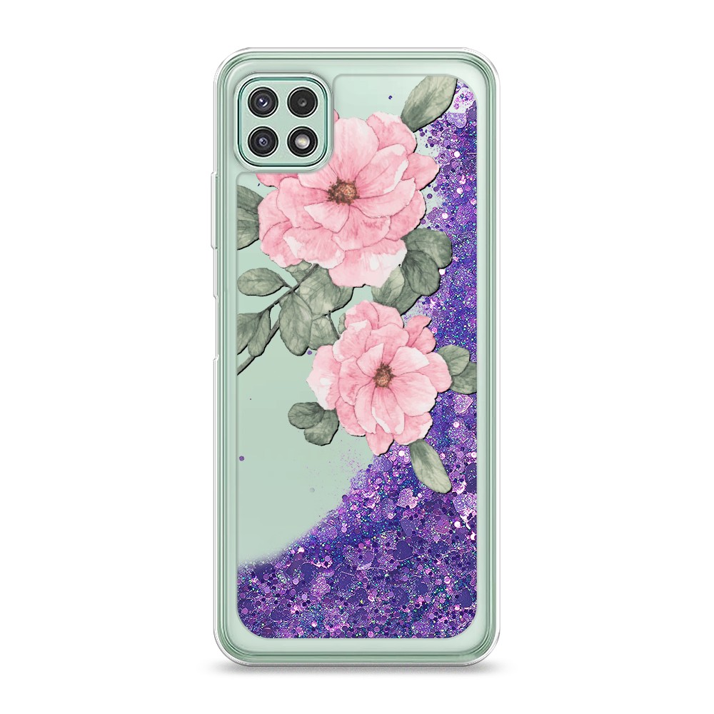 

Жидкий чехол с блестками "Розовая сакура" на Samsung Galaxy A22