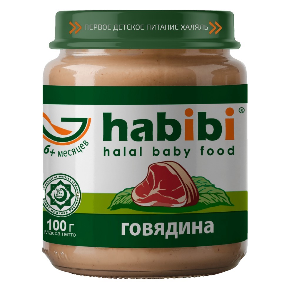 фото Пюре мясное habibi говядина с 6 мес. 100 г, 1 шт.