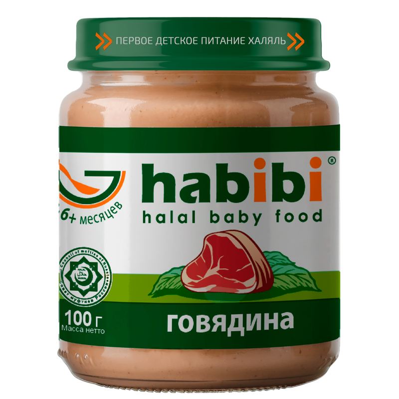 Пюре мясное Habibi Говядина с 6 мес. 100 г, 1 шт.