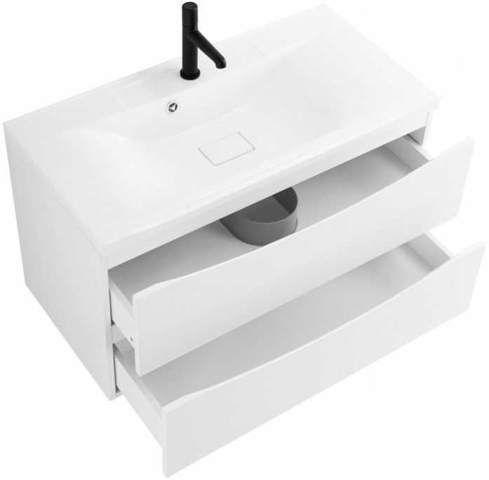 

Тумба с раковиной BelBagno Marino 110-BB1100/450-LV-MR-PR Bianco Lucido, Белый, BelBagno Marino