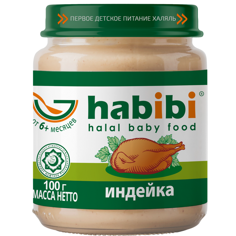 

Пюре мясное Habibi Индейка с 6 мес. 100 г, 1 шт., индейка