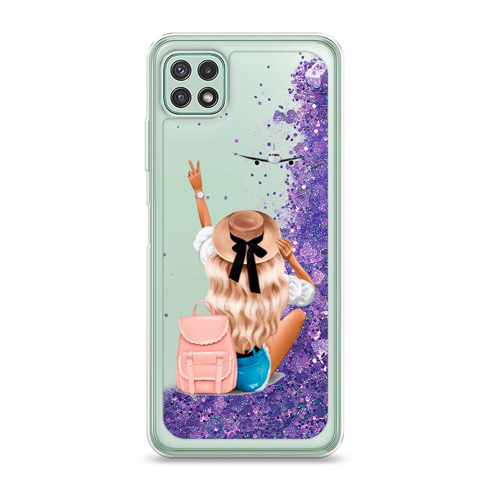 

Жидкий чехол с блестками "Розовая сакура" на Samsung Galaxy A22