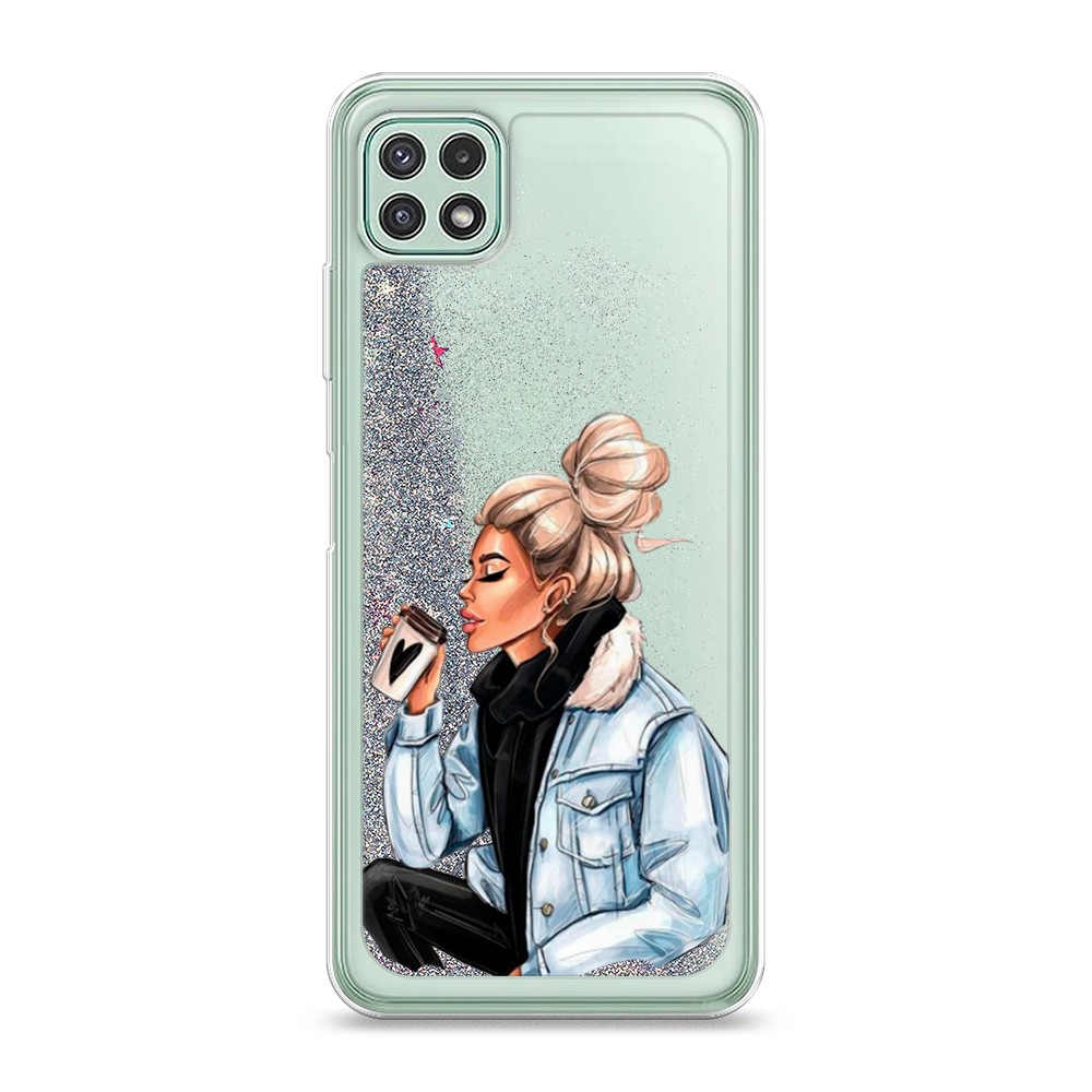 

Жидкий чехол с блестками "Розовая сакура" на Samsung Galaxy A22