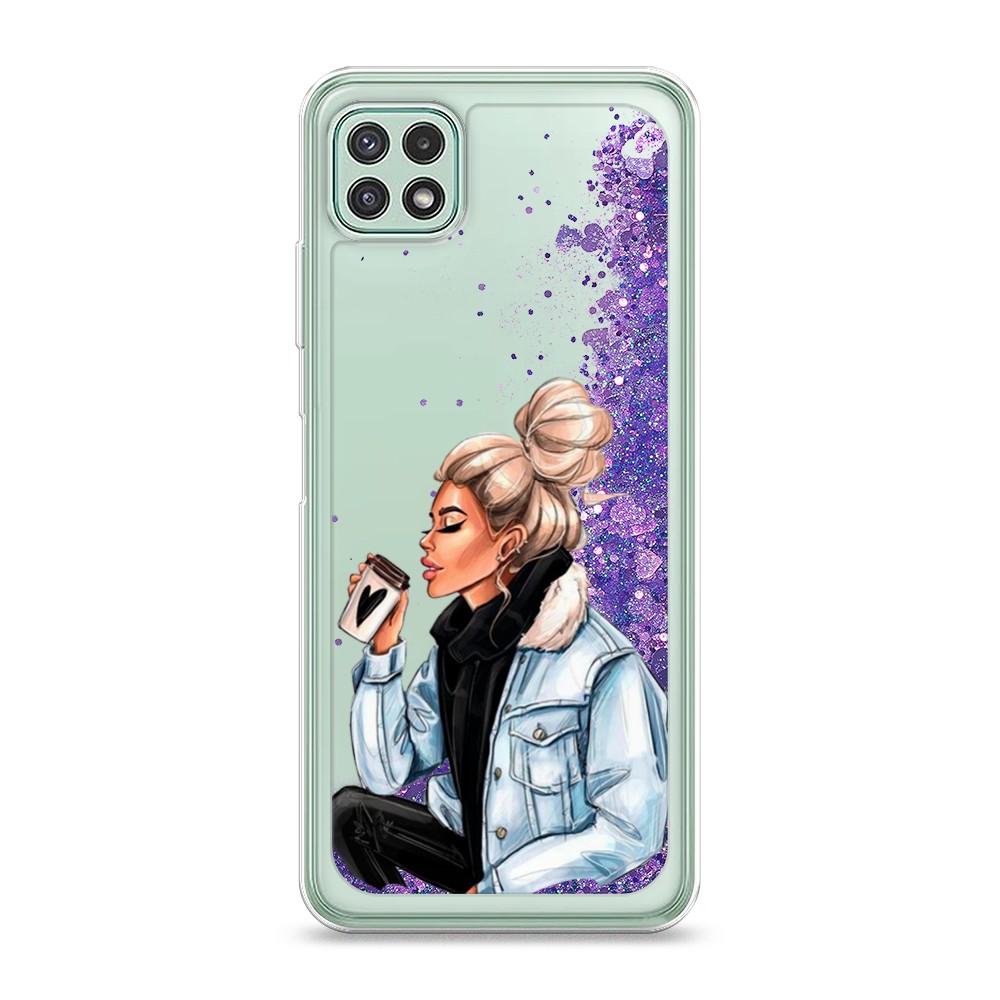 

Жидкий чехол с блестками "Розовая сакура" на Samsung Galaxy A22