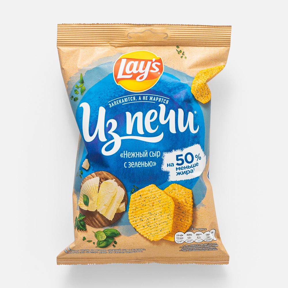 Картофельные чипсы Lay's из печи нежный сыр с зеленью 85 г