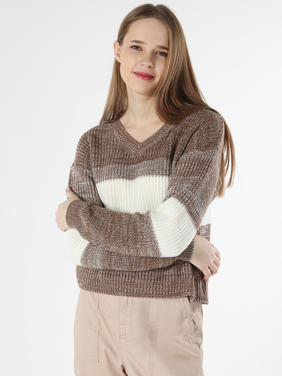 Пуловер женский Colin's CL1062232_Q1.V1_BEI белый S