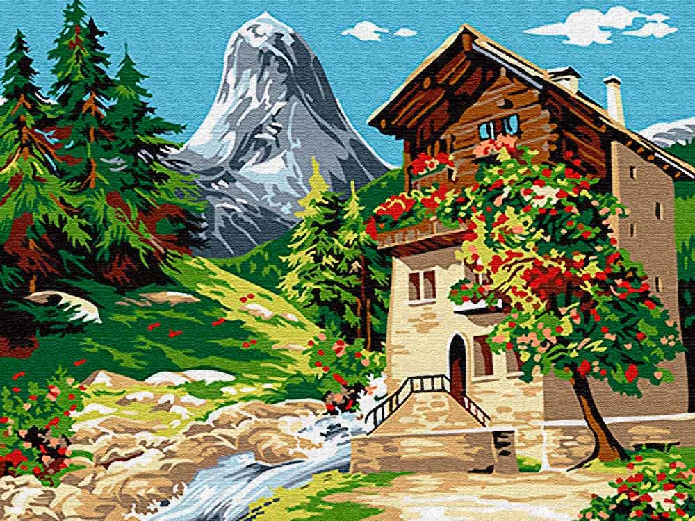 

Картина по номерам Цветной Дом у горы, 30x40 см, Дом у горы
