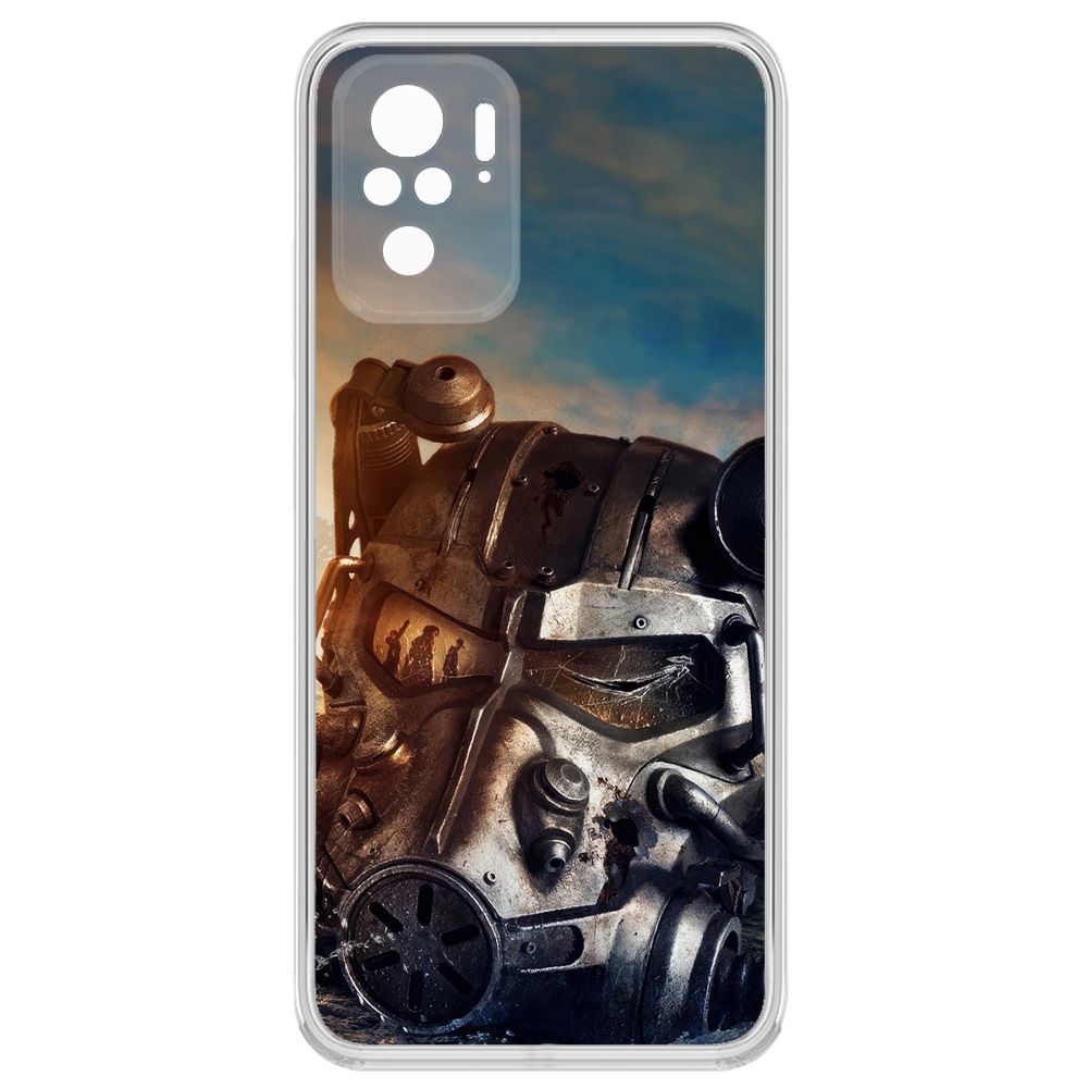 

Чехол-накладка Krutoff Clear Case Фоллаут - Шлем Т-60 для Xiaomi Redmi Note 10/ Note 10S, Прозрачный