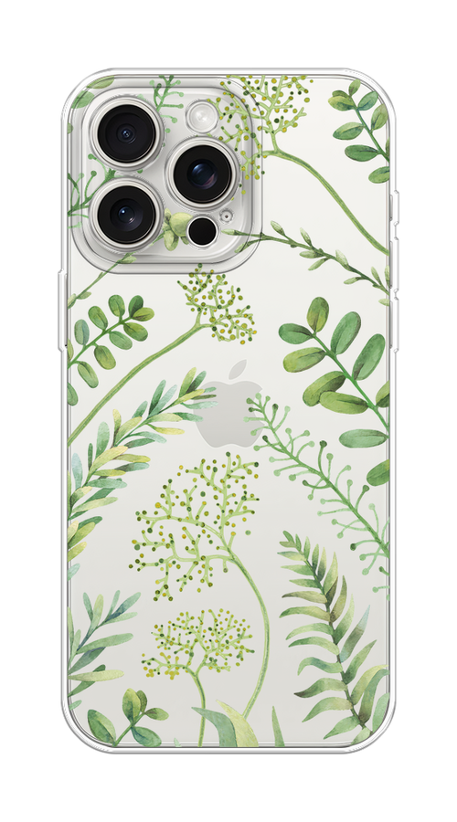 

Чехол Homey на Apple iPhone 15 Pro Max "Green Leaves", Зеленый;прозрачный, 15850-1