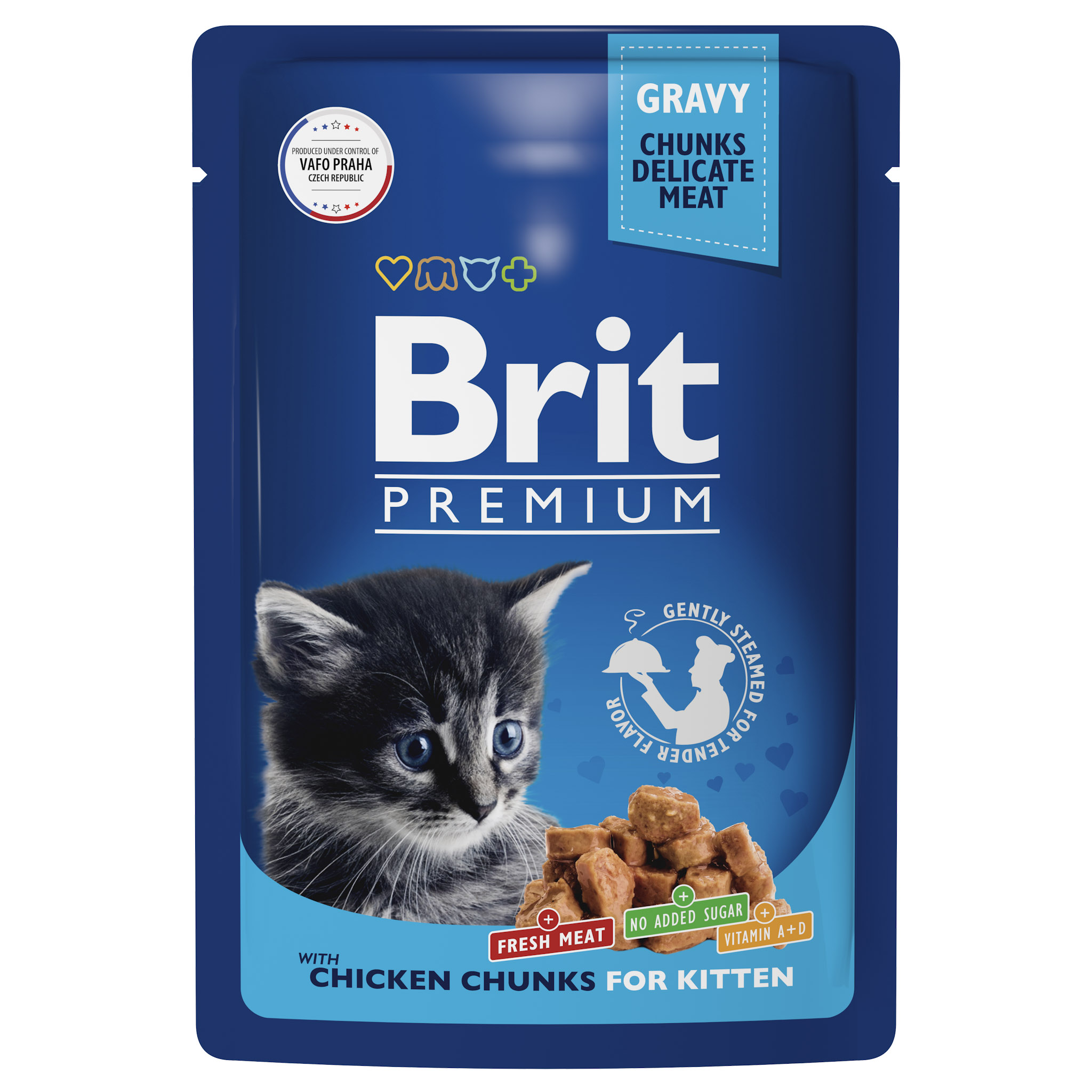 Влажный корм для котят Brit Premium курица 100г 70₽