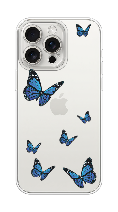 

Чехол Homey на Apple iPhone 15 Pro Max "Blue butterflies", Синий;черный, 15850-1