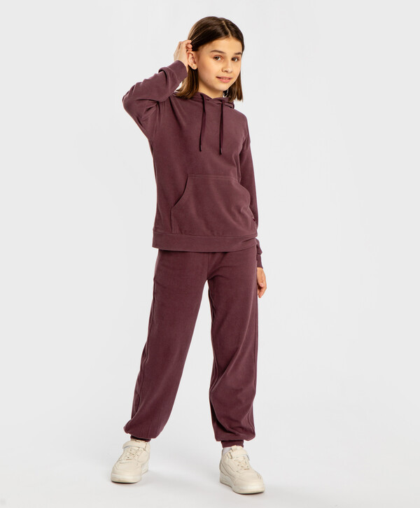 

Джоггеры с поясом на резинке фиолетовые для девочки Button Blue, 140, 224BBGJC5605, Фиолетовый, 224BBGJC5605