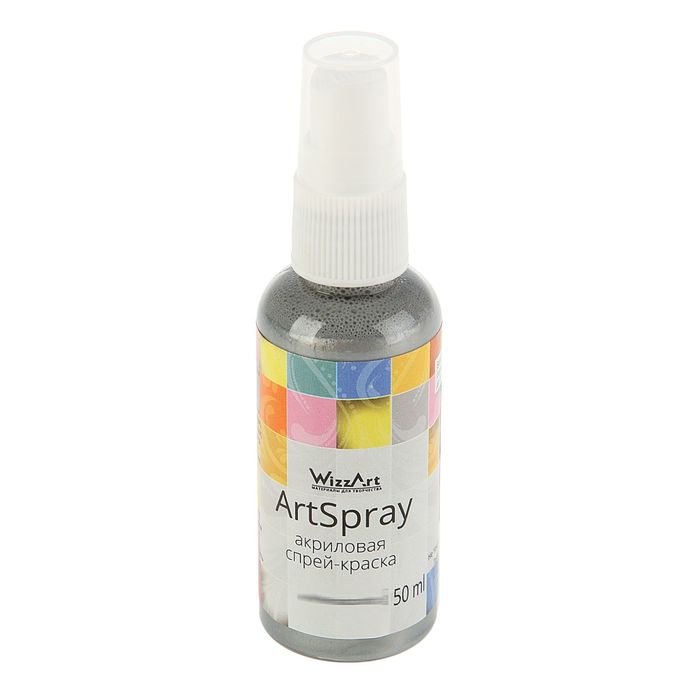 

Спрей-краска Metallic, 50 мл, WizzArt Spray, серебро светлое