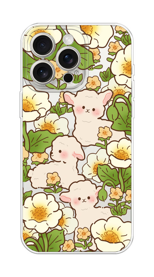 

Чехол Homey на Apple iPhone 15 Pro Max "Овечки в цветах"", Зеленый;бежевый, 15850-1