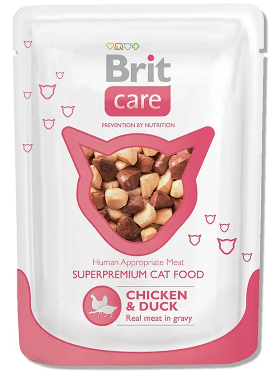 Влажный корм для кошек Brit Care, курица, утка, 80г