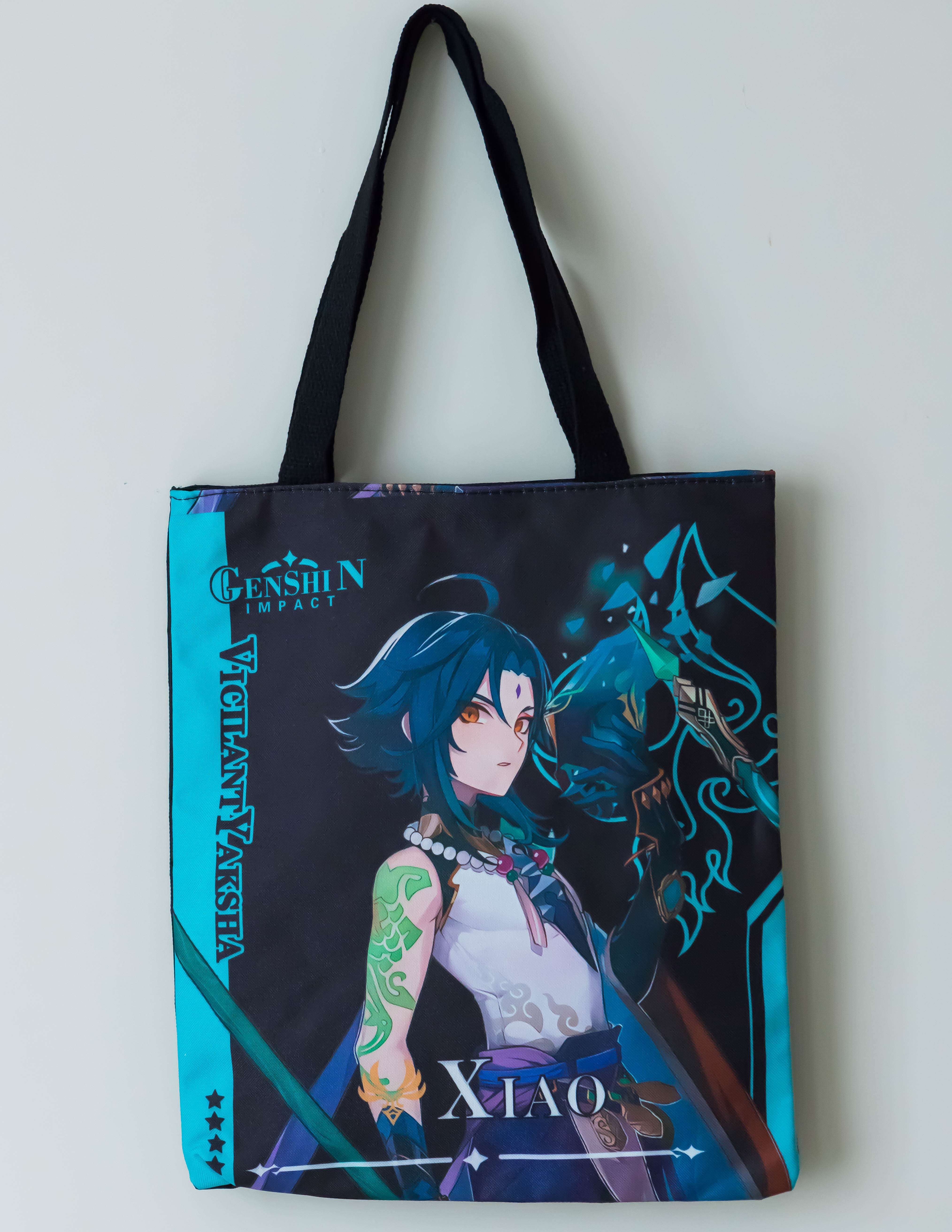 

Шоппер унисекс Genshin Impact бирюза, Бирюзовый;черный, Genshin Impact