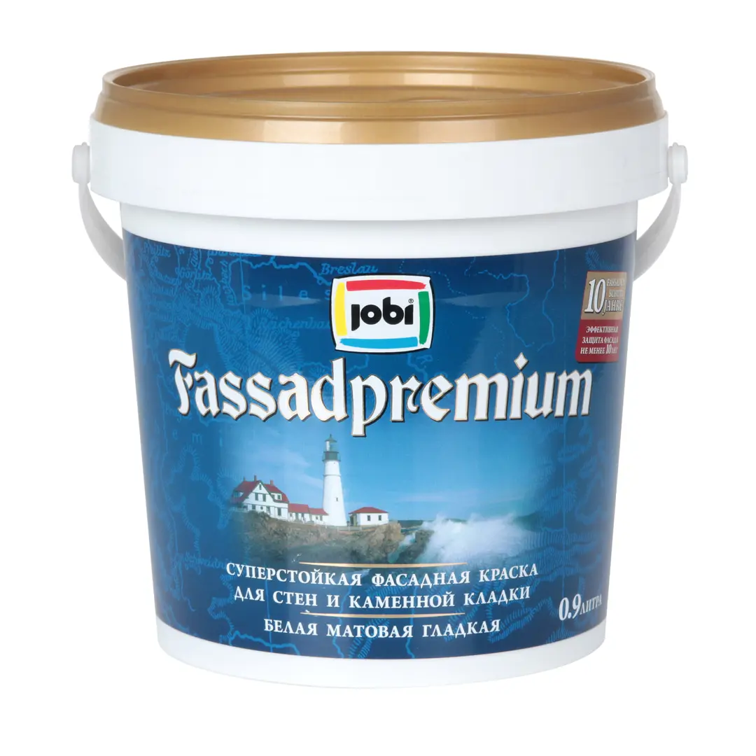 

Краска фасадная Jobi Fassadpremium 0.9 л база A, Белый