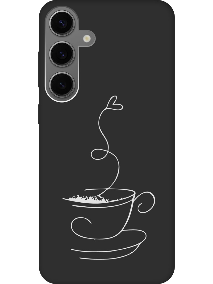 

Силиконовый чехол на Samsung Galaxy S24+ с рисунком "Coffee Love W" Soft Touch черный, Черный;белый, 20011907