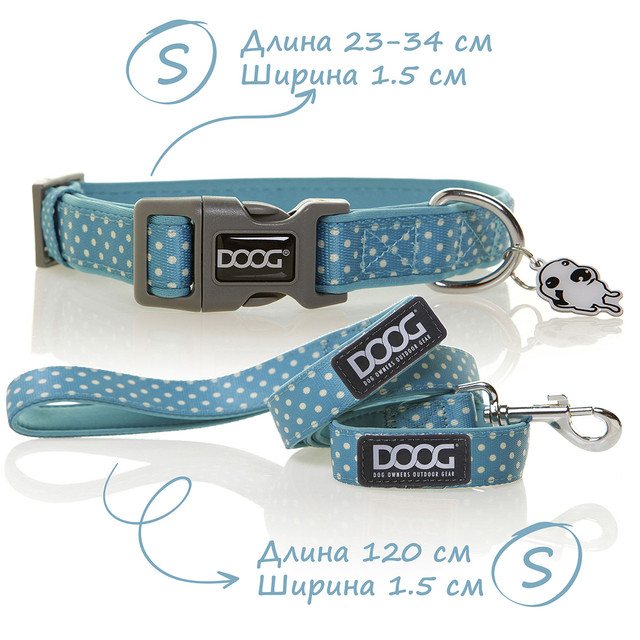 

Ошейник для собак DOOG Snoopy, голубой, S, 23-34см, 120х1.5см