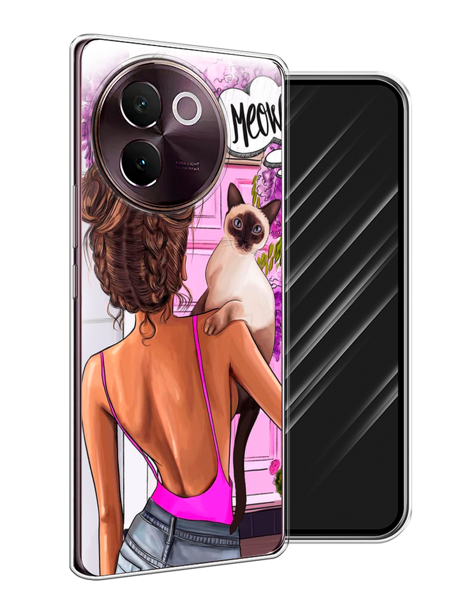 

Чехол Awog на Vivo V30e "Девушка с кошкой", Розовый;коричневый, 2610550-1