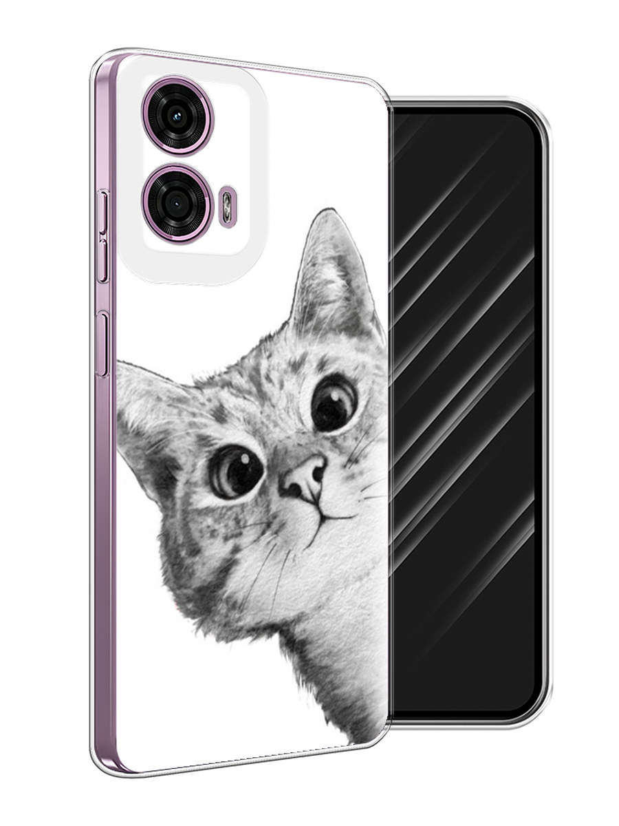 

Чехол Awog на Motorola Moto G24 "Кот рисунок черно-белый", Черный, 243850-1