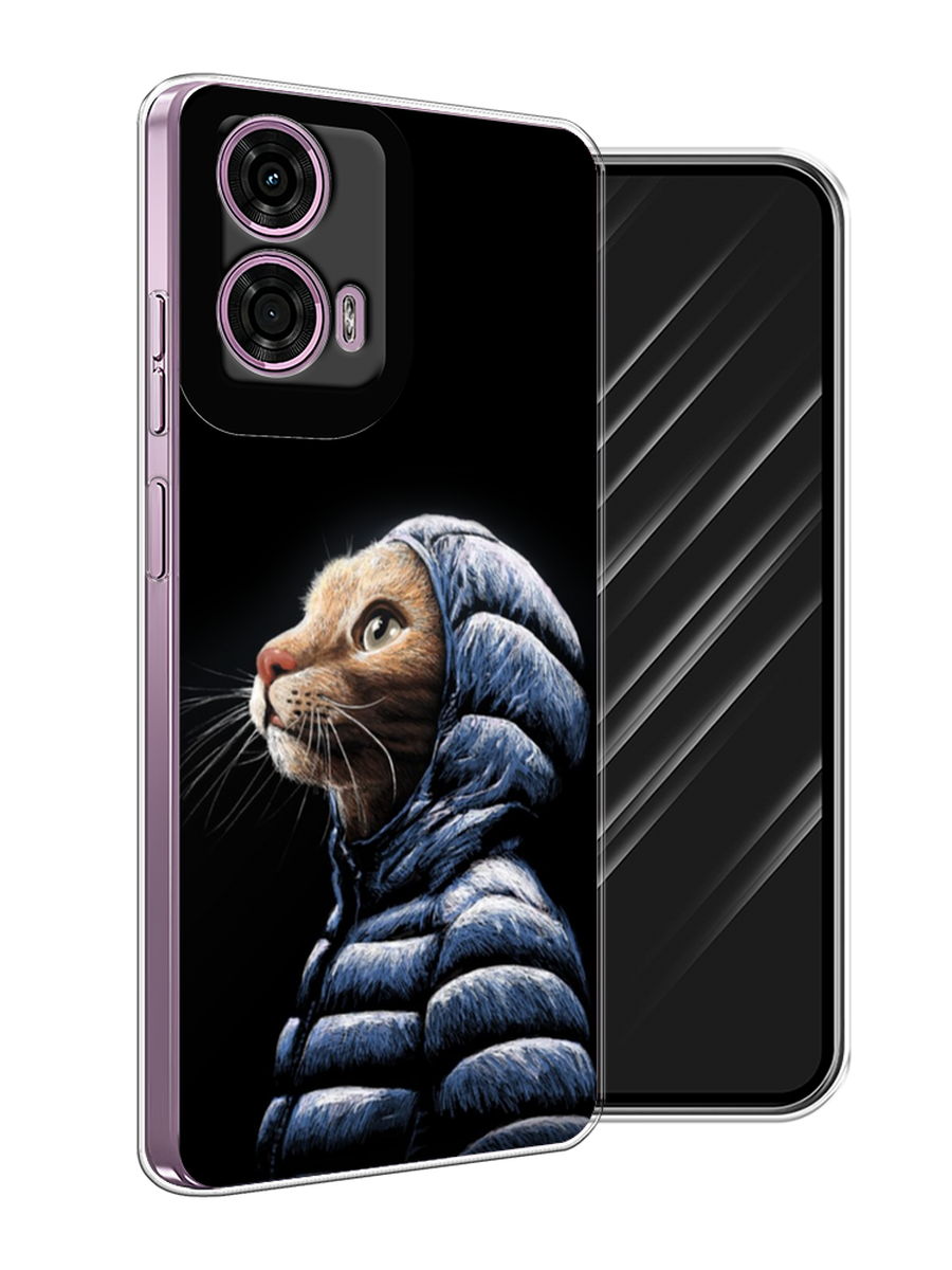 

Чехол Awog на Motorola Moto G24 "Кот в капюшоне", Черный;бежевый;синий, 243850-1