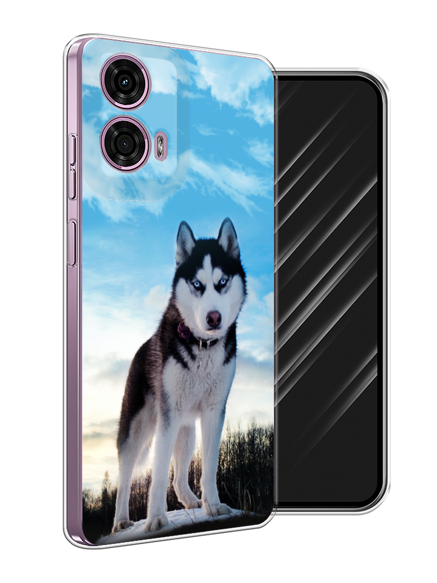 

Чехол Awog на Motorola Moto G24 "Хаски 3", Белый;черный;голубой, 243850-1
